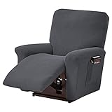 Topchances Ruhesessel Bezüge, Stretch Relaxsessel Bezug, Jacquard Sesselbezug, Sesselschoner für Fernsehsessel, Recliner Sesse（Dunkelgrau）