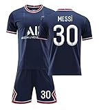 LMZZ 21-22 Paris Home Stadium No. 30 Messi.o Jersey Fußballanzug Anzug Erwachsene und Kinder Fußball Trainingsanzug,A,XL