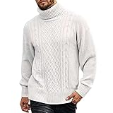 QWERD Herren Strickpullover Rollkragen Winterpullover Grobstrick Pullover Zopfmuster Einfarbig Männer Pulli Sweater Herren Rollkragen Pullover Langarm Sweater Winter Grobstrick Warm Oberteile M-3XL