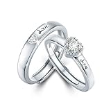 Ring Paar 925 Sterling Silber Zirkonia Verlobungsringe Paar Eheringe für Damen Trauringe Verlobungsringe PartnerringeWeihnachts Geschenk für Frauen Ehefrau M