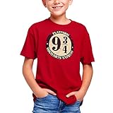 Elbenwald Harry Potter T-Shirt Plattform 9 ¾ Hogwarts Express Distressed Frontprint für Kinder rot - 146/152