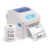 Versandetiketten-Drucker, Barcode-Thermodirektdrucker für Amazon Ebay PayPal Etsy Shopify Versandstation Stamps.com Ups USPS FedEx DHL, 10,2 x 15,2 cm, mit 350 Etiketten, nicht für M