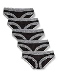 Iris & Lilly BELK014M5 Hipsters & Shorts,5er-Pack, Black (Black/Mid Grey Lace), XXL
