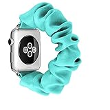 Elastisches Armband für Apple Watch, Damen Hair Scrunchie Armbänder Uhrenarmband für iWatch Series SE/6/5/4/3/2/1-Mint Green,38mm,ML