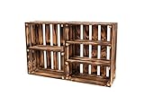 Geflammt Weinkisten Holz - Holzkiste Vintage - Obst Aufbewahrung - Deko Holzkisten -aufbewahrungskiste Holz - Groß Holzkiste 50x40x30 - Weinkiste Holzbox- Alte Stil (1)