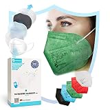 Virshields® FFP2 Mundschutz Maske - PFE 94%, VFE 99,99%, EN 149:2001+A1:2009, 5 Lagen, 10-2000 Stück, Filtrierend, Made in EU, Schwarz/Weiß/Rot/Blau/Grün - Atemschutzmaske, Schutzmaske (10, Grün)