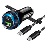 Binboubou USB C Autoladegerät-45W PPS PD Superschnelles Autoladegerät QC3.0 Schnellladeadapter Kompatibel für Samsung Galaxy S21/Ultra/Plus/Note 20/S20,Moto Pixel Sony LG mit 4ft Typ-C zu C Kab