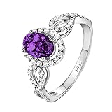 KnSam Damen Ring, Eheringe Aus Silber 925 Silber Wassertropfen Oval Silber Ring Kostenlos Gravurservice Frau Ring Mit Lila Zirkonia Trauringe Blau Silber B