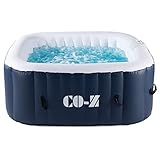CO-Z Aufblasbarer Whirlpool für 4 Personen Spa Pool 1,5x1,5m Indoor Outdoor Pool 120 Massagedüsen Heizung 600 Liter mit Luftpumpe für Patio, Hinterhof, Garten (1,5x1,5 m)