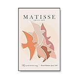 Wandkunst Matisse abstrakte Linienmalerei Vogel, nordisches Poster und Druckdekorationsbilder, rahmenlose Leinwandmalerei A6 20x30