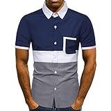 Herren Polo Shirts Leicht Classic Sport Golf Shirts Polo Hemd Herren Basic Klassisch Tops Polohemd Herren Streifen Casual Tee Tops IFOUNDYOU Poloshirt Herren Stehkragen Kurzarm T Shirt mit Knöp