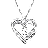 A-Z Damen Buchstaben Kette,Herz AnhäNge Namen Silber Halskette Brief des Alphabets Valentine's Day Personalisierte Schmuck FüR Tochter Alphabet AnhäNg