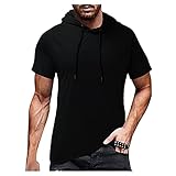 Herren Sommer T-Shirt Rundhals-Ausschnitt Slim Fit Baumwolle-Anteil Moderner Männer T-Shirt Crew Neck Hoodie-Sweatshirt Kurzarm lang