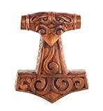 Windalf Rustikaler Vikings Thorshammer Wand Deko ARCIA 23 cm Wikinger Wandrelief Pagan Holzdeko Asatru Wandobjekt Handarbeit aus H