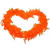 Kaikso-In Federstreifen-Dekoration, orangefarbene Federn, Boa, flauschige Girlande, Kostüm, Weihnachtsbaumband, Weihnachten, Urlaub, Hochzeit, Party, Dekoration, Fotokabinen-Requisiten, 2 m x 3 Stück