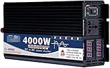 4000W Reiner Sinuswellen-Wechselrichter DC 12V/24V/48V/60V zu AC 110V/220V 1 Universalsteckdose und Dual-Digitalanzeige für Auto, Wohnwagen, Boot, Camping, R