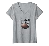 Damen Football is life T-Shirt mit V