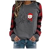 SoLu DAY8 Damen Weihnachtlichen Sweatshirts Damen Casual Rundhals Langarmshirt Tops Damen Pullover Tops Herbst Winter Lange Ärmel Weihnachtspullover Streetwear Bluse Top