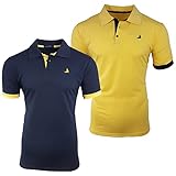 Blu Apparel Polo-T-Shirt, kurzärmelig, 2er-Pack, Multipack, Golf, Schwarz, Weiß, Grau, Marineblau, Marineblau und senffarben, L