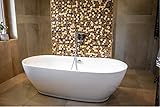 ECOLAM exklusive freistehende Badewanne Standbadewanne moderne Wanne freistehend Adele 180x82 cm ideal für zwei Personen + Ablaufgarnitur Design Acryl glamour weiß