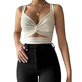 Yokbeer Sexy Ärmelloses Neckholder-Criss-Cross-Cami für Damen, Ärmelloses Schnürtop mit Selbstbindung (Color : F, Size : M)