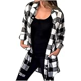 Kariertes Hemd Damen Beiläufig Karrierte Bluse Langarm Karo Flanell Hemden Baumwolle Button-down Hemdbluse für Alltag und Oktoberfest Holzfällerjacke Oversized Hemdbluse Urban Style F