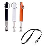 Johiux 3 Pack Hundepfeife, Hundepfeife Hochfrequenz Lautlos, Einstellbare Hochfrequenz Hunde Zubehör für Effektives Hundetraining. (Black+White+Orange)