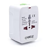 Welly Enjoy WY13100 Internationale Reisen Power-Stecker-Adapter für US UK EU AU alles In eine Welt weit Universal AC100-240V Überspannung geschützt tragbare Konverter Buchse Ladegerät Weiß
