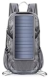 Solar Lading Rucksack 2020New mit 7 Watt Solar Panel USB-Port Faltbare leichte Sonnenkollektor Tasche Outdoor Rucksack wasserdicht Bergsteigen Tagspecksuster (Color : Black)