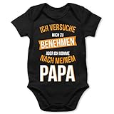 Shirtracer Statement Sprüche Baby - Ich versuche Mich zu benehmen Papa orange - 3/6 Monate - Schwarz - Bodies säugling Junge - BZ10 - Baby Body Kurzarm für Jungen und M