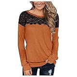 Caixunkun Spitzen Oberteile Damen epoxidharz Oberteile Damen große größen Winter Sommer Hosen Frauen sexy Oberteile Damen elegant Herbst (Orange S)