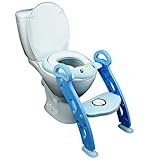 modernUP Kinder Töpfchen-Trainer für Jungen/Mädchen in Blau; Toilettensitz STABIL, klappbar, rutschfest, höhenverstellbar (35-44cm); Baby Toiletten Trainer mit Leiter/Treppe für Kinder 1-7 J