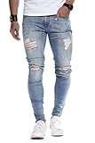 Leif Nelson Herren Jeans Hose Slim Fit Denim Blaue graue Lange Jeanshose für Männer Coole Jungen weiße Stretch Freizeithose Schwarze Cargo Chino Sommer Winter Basic LN9150 Hell Blau W32/L30