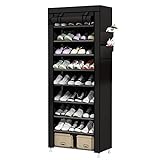 UDEAR 10-Tier Schuhschrank Schuhregal Storage Shoe Shelf for 27 Pairs of Shoes Schw