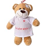 TE-Trend Plüsch Teddybär Gute Besserung Teddy Genesungsgeschenke Bär Glücksbringer Kuscheltier T-Shirt Wird schoon Wieder 24cm B