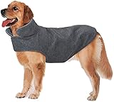 Bwiv Hundemantel Winter Große Hunde Weste Warm Winddicht Hundejacke Fleece Haustier Bekleidung Bademantel Klettverschluss Bauchschutz Reflektierend Regenmantel Winterjacken Leine Loch 3XL G