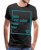 Spreadshirt Personalisierbares T-Shirt Selbst Gestalten mit Foto und Text Wunschmotiv Männer Premium T-Shirt, 4XL, Schw