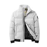 Finetyu Fleece Gefüttert Jacke Herren Warme Herbst Winter Übergangsjacke Retro Bomberjacke mit Stehkragen Casual Solide Reißverschluss Tasche Stehkragen Langarm Mantel Parkas Warmer M