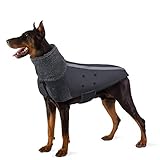 Lukovee Hundejacke Winter Weste, Hund Wintermantel mit Warme Polar Fleece Futter Hund Outdoor Jacke Rollkragen Schal Reflektierenden Streifen Verstellbar Wasserdicht Winddicht Outfit (XXL, Grau)