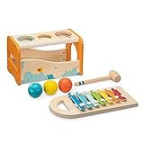 Navaris Xylophon Hammerspiel Holz ab 18 Monate - Kinder Spielzeug - Klopfbank und Instrument - Holzspielzeug Klangspiel Musikspielzeug - Unisex