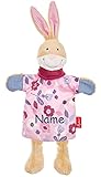 Sigikid Hase Handpuppe-Schnuffeltuch mit Namen Bestickt, Rosa Mädchen Baby & Kinder Schmusetuch personalisiert, Kuscheltuch Geschenk-Idee zur Geburt, Tafe, Weihnachten, O