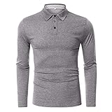 Langarm Poloshirt Herren Baumwolle Denim Kragen Golfoberteile Polo Baumwolle Kariertes Hemd Slim Fit Golf Winter T-Shirt Oberteile Langarm Polos Lässige Oberteile Denim Splice Golf T-S