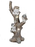 Formano Dekofigur Baum mit Eulen und Vögeln mit LED