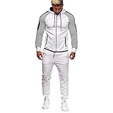 Graceyo Herren Sportswear Anzug Kapuzenjacke und Sporthose, Outdoor Casual Reißverschluss Cardigan Trainingsanzug Jogginganzug Sportanzug Fitnessanzug