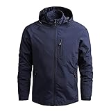 Newanna Regenjacke Herren Wasserdicht Atmungsaktiv Leicht mit Kapuze Softshelljacke Windbreaker Winter Übergröße Regenmantel Windjacke Jacke Langarm Hoodie Outdoorjacke Regencoat Coat Herbst W