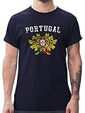 Fussball WM 2022 Fanartikel - Portugal Wappen EM - M - Navy Blau - Portugal t Shirt - L190 - Tshirt Herren und Männer T-S