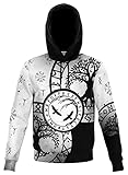 LIKEDA Vintage Runen und Yggdrasil Viking Hoodie, 3D-Druck Lange Ärmel für Männer Mit Taschen, Raben Hoodies für Männer 5XL,Weiß,XS