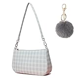 Retro kariert segeltuchtasche Achsel Karierte Tasche Damen Tasche Kleine Segeltuchtasche y2k Fashion Kleine Handtaschen für Frauen (Weiß)