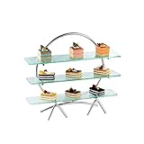 Muffinplatte Tortenplatte-CDingQ Wiederverwendbar, Buffet Dessert Tisch, Food Pastry Display Stand 3-lagige Glas Rechteckige Tablett Cupcake Platte Arbeitsplatte Lagerregal Mit Metallhal(Size:32*40cm)