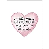 Muttertag Karte | Postkarte zum Muttertag für Mama mit Spruch | Beste Mama der Welt | Muttertagskarte zum Geschenk oder als Gutschein mit Umschlag